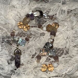 Honey, Berries And Cream HangCharm (Dream Amethyst, Lilac And Cream Cat’s Eye)